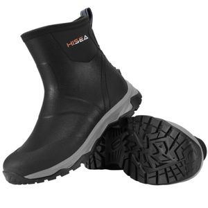 HISEA Excursion Pro Men's Rain Boots Ankle Height Rubber Neoprene Boots...